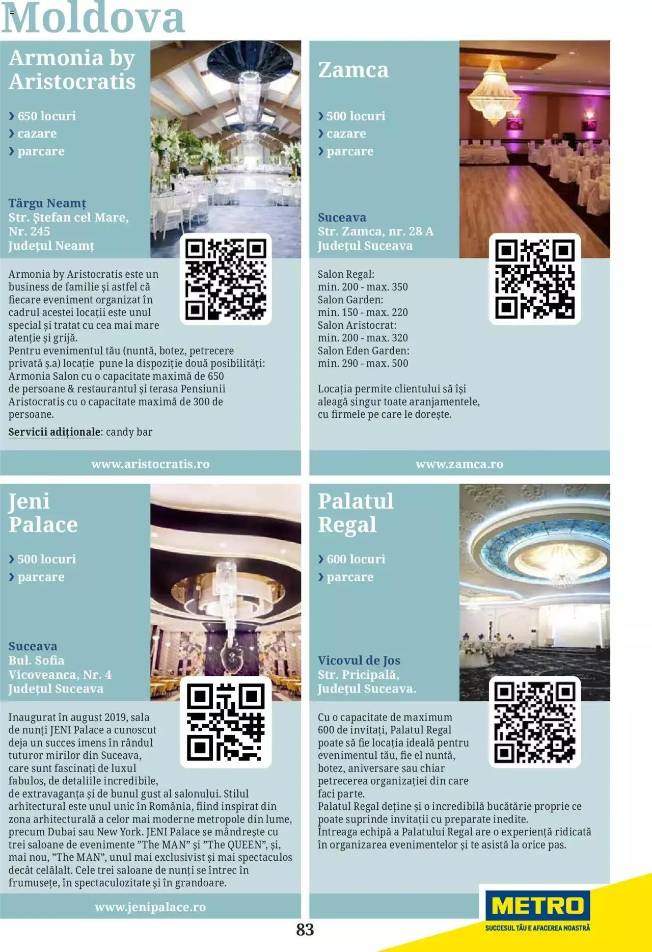 Catalog Metro - Ghid locații pentru evenimente 2022 de la 5 aprilie până la 31 decembrie 2023 - Revista Pagina 83