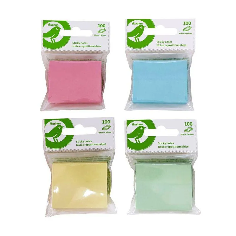 Post it Auchan, 100 de file, culori asortate