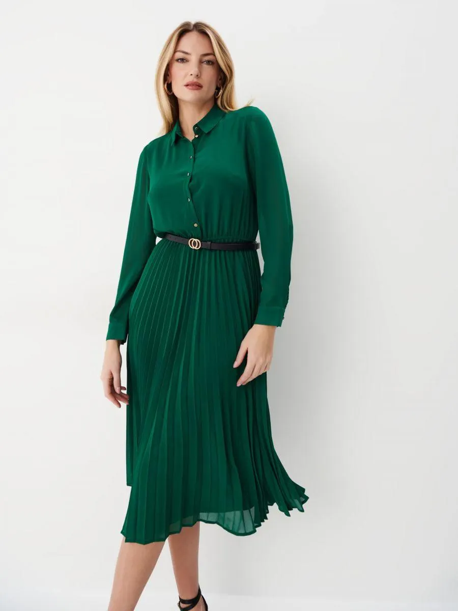 Rochie midi, plisată în partea de jos