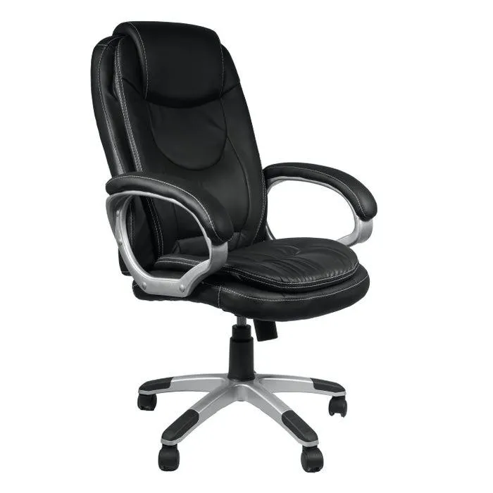 Scaun birou directorial US27 Ascot, rotativ, imitatie piele, negru