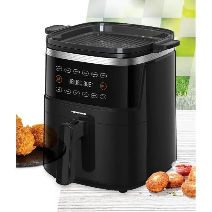 Friteuza cu aer cald Heinner HAFG-B5BK2600, 2600 W, 5 l, 6 programe, Termostat reglabil, Negru