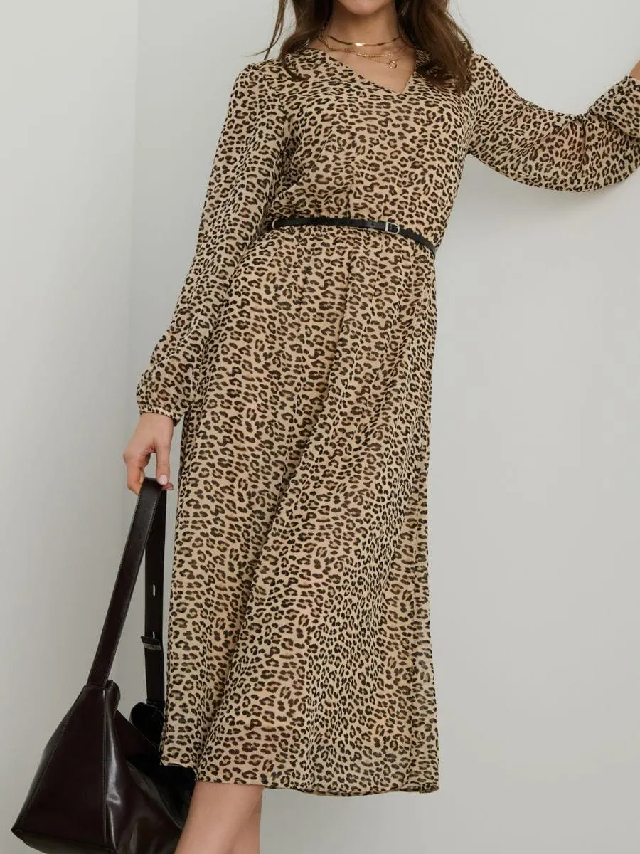 Rochie midi cu imprimeu de leopard