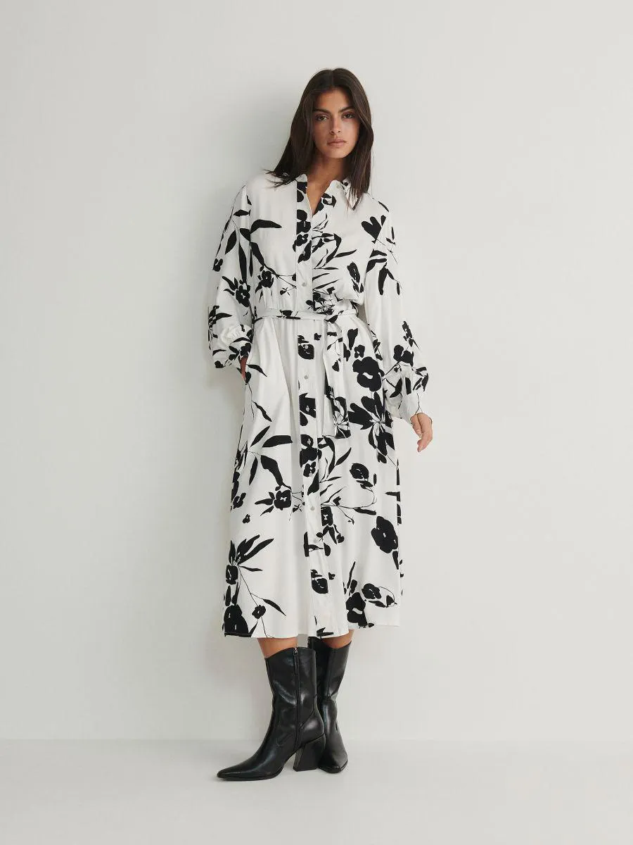 Rochie tip cămașă cu flori