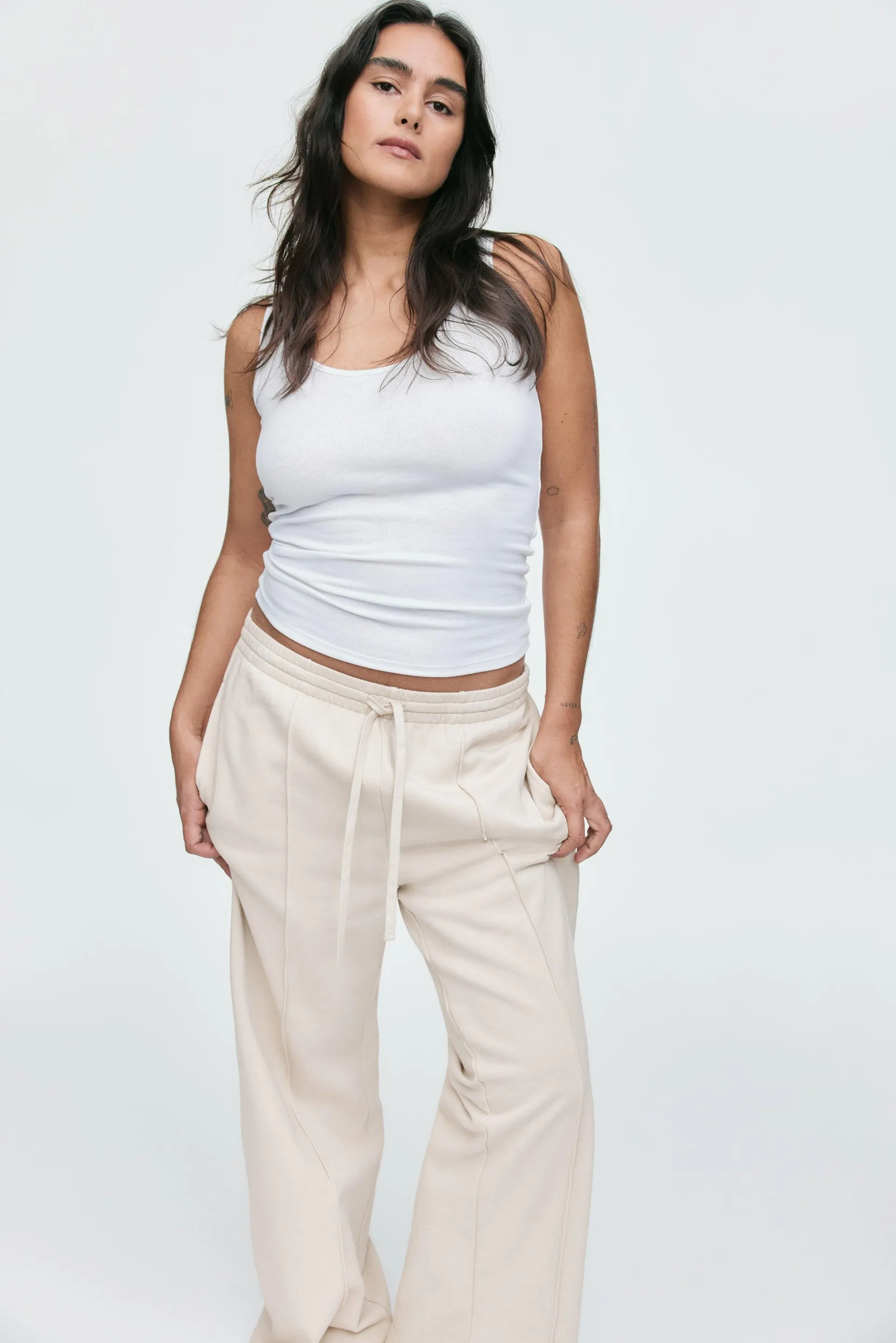 Pantaloni de molton cu dungi cusute