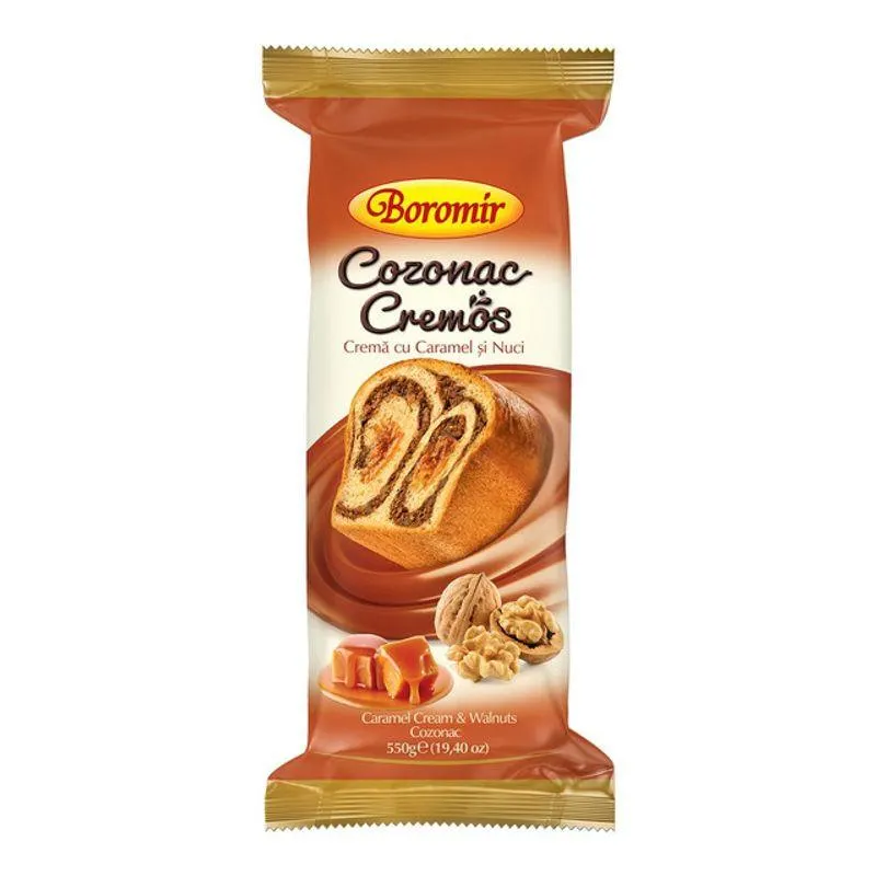 Cozonac Boromir cu crema de caramel si nuci, 500 g
