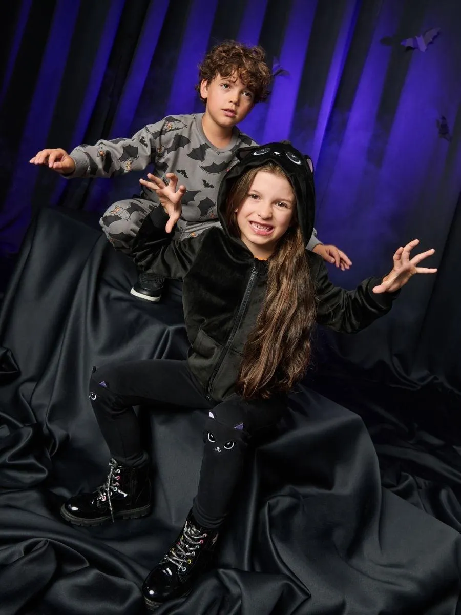 Hanorac din velur cu glugă