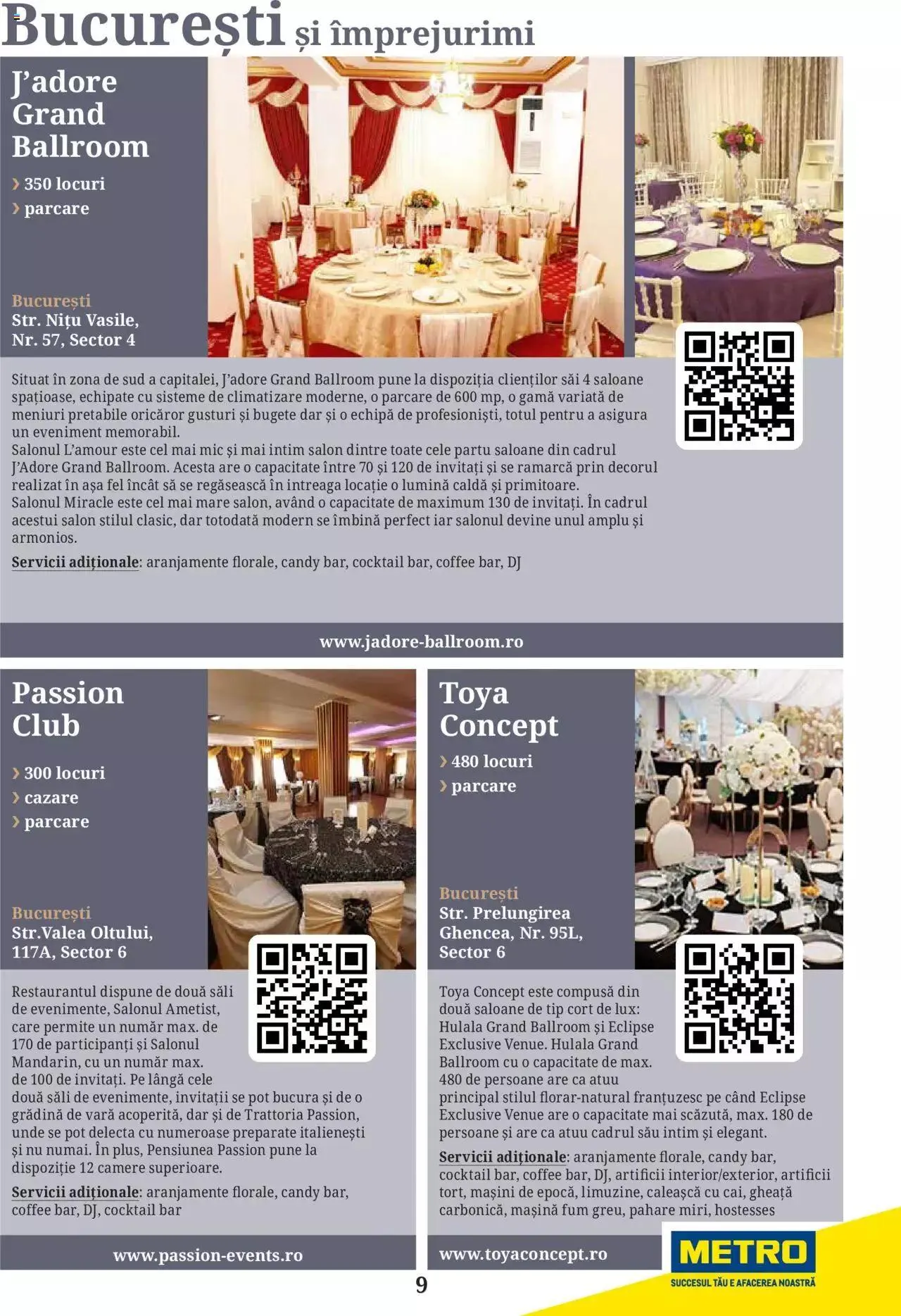 Catalog Metro - Ghid locații pentru evenimente 2022 de la 5 aprilie până la 31 decembrie 2023 - Revista Pagina 9