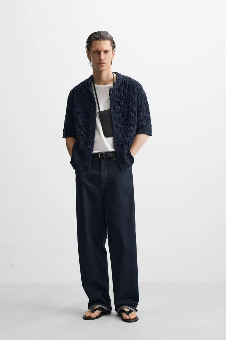 CARDIGAN DIN BUMBAC CU STRUCTURĂ