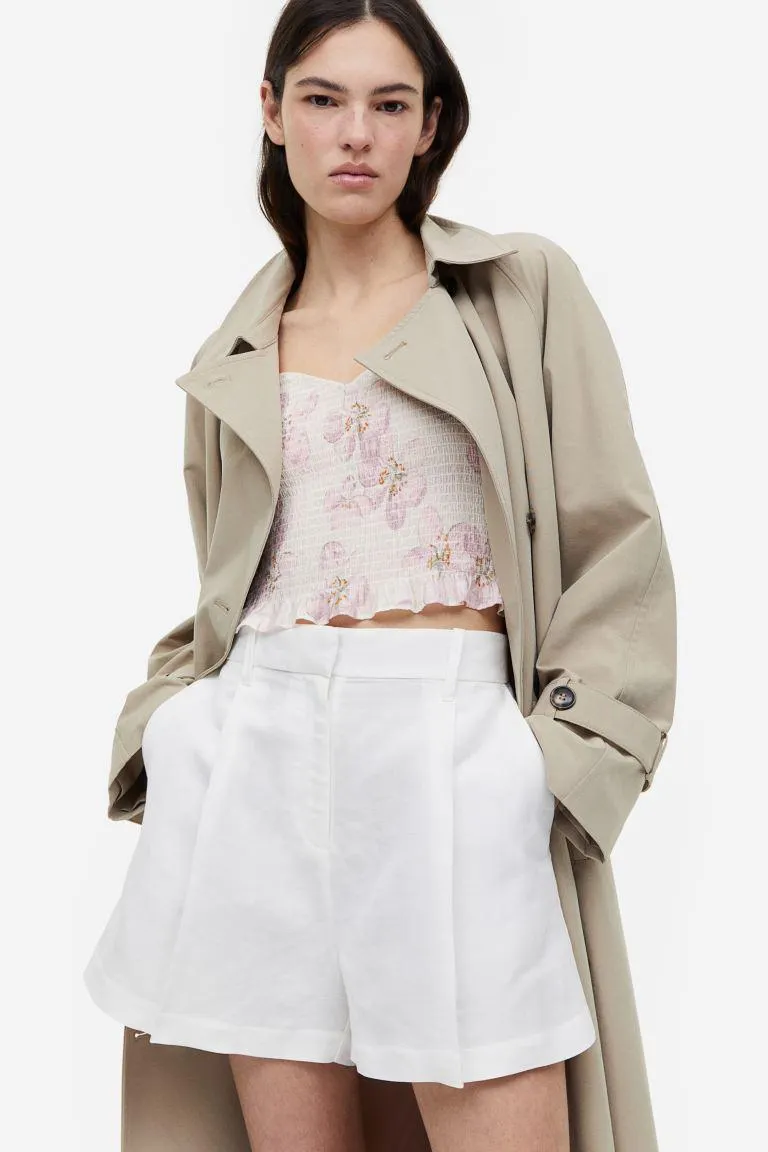 Pantaloni scurți din amestec de in