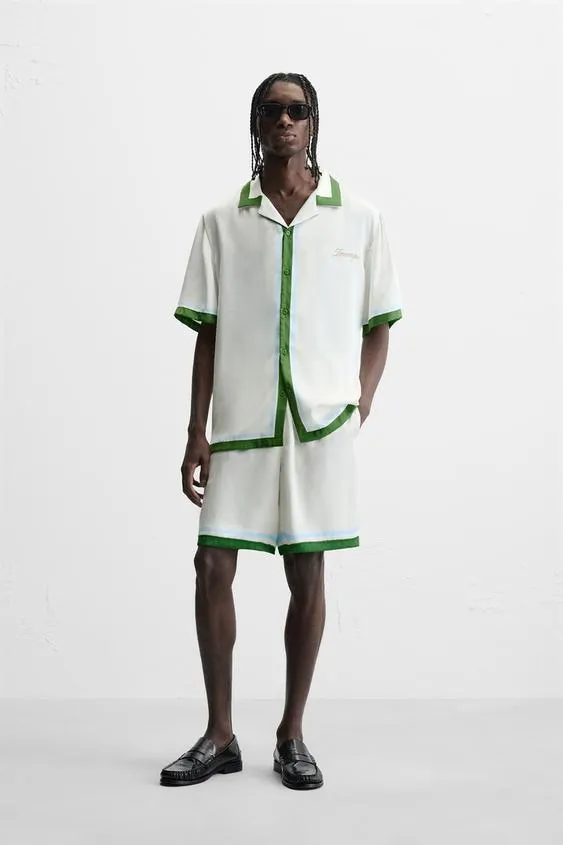 BERMUDE SATINATE CU IMPRIMEU