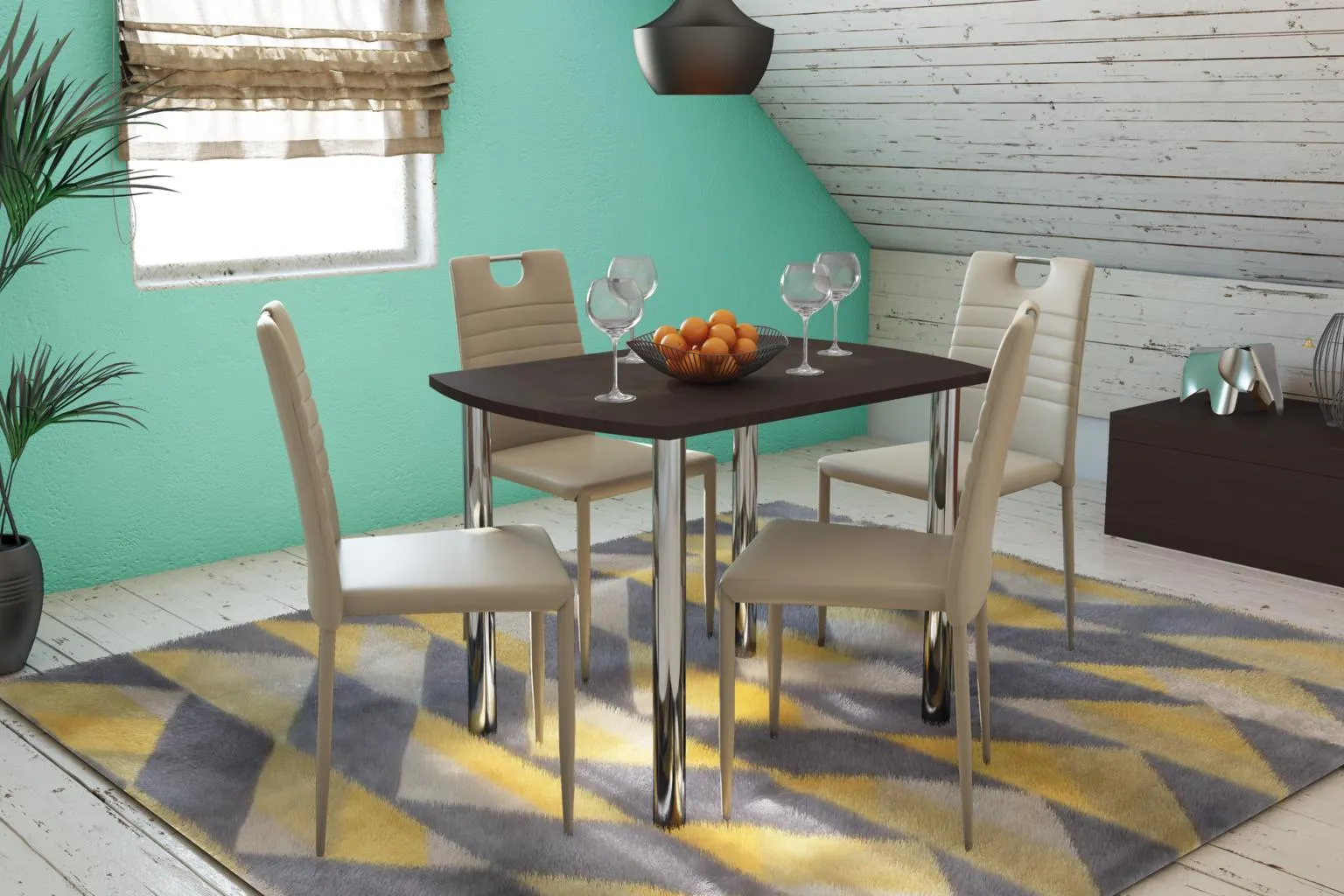 Pachet masă Colibri și 4 scaune Colibri