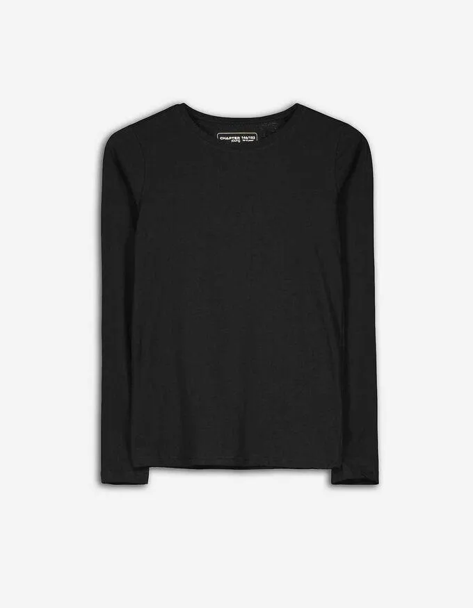 Tričko s dlouhým rukávem - Základní - cerná