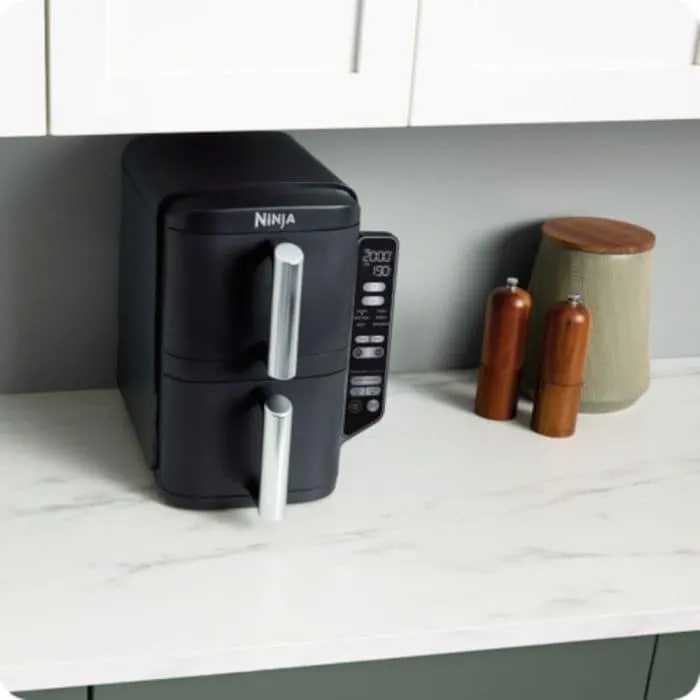 Friteuza cu aer cald Ninja Double Stack SL300EU, 2470 W, 7.6 l, 6 functii gatit, Negru