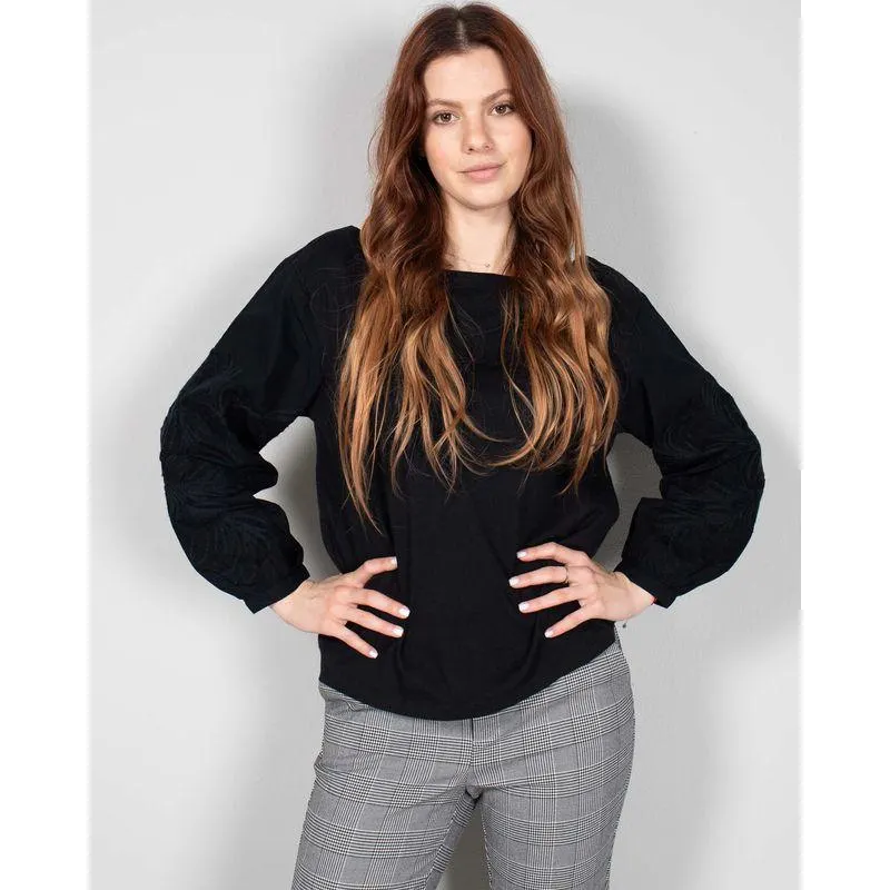 Bluza cu model brodat pe maneci N240157029