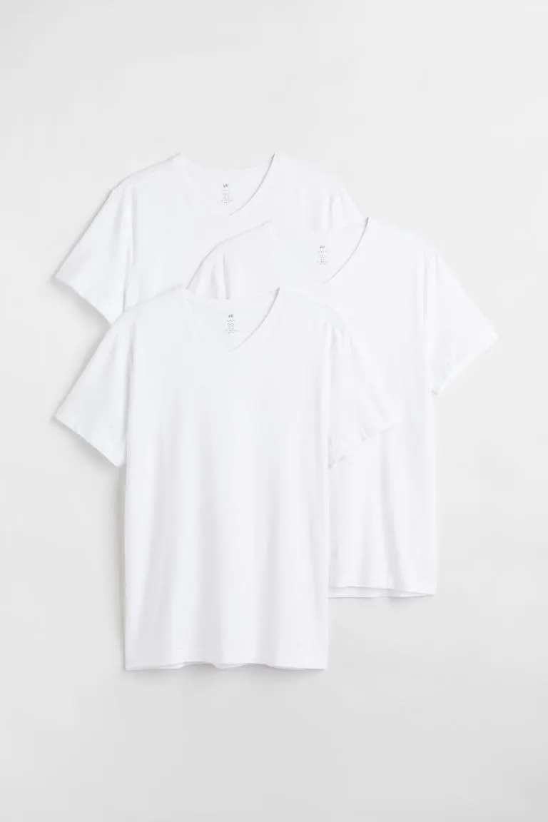 3 tricouri în V Slim Fit