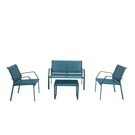 Set mobilier gradina/terasa 2 fotolii, canapea si masuta Maison Mex KAVALA albastru
