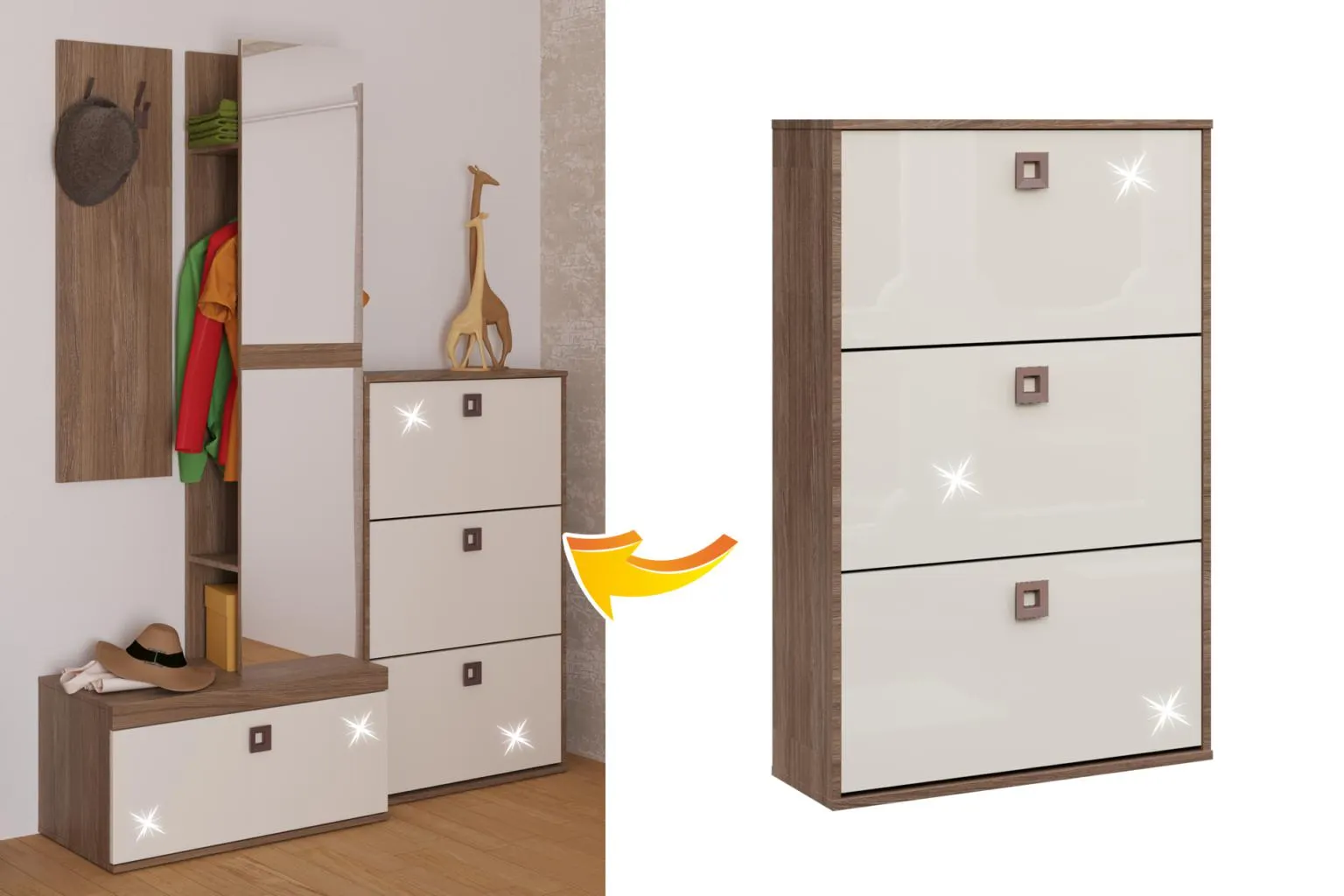 Pantofar cu 3 compartimente L75 cm