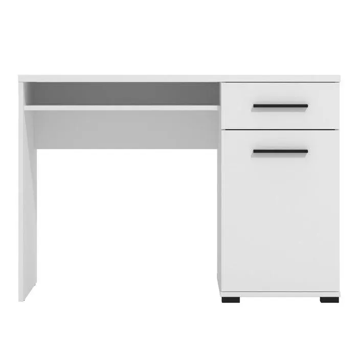 Birou cu sertar si dulap Tales, pentru calculator, alb, 108 x 50.2 x 76.6 cm, 1C
