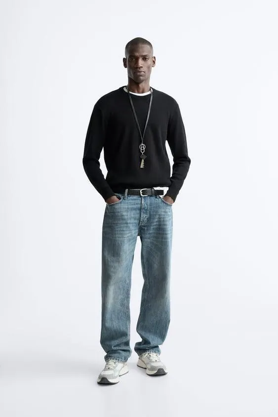 PULOVER DIN BUMBAC CU STRUCTURĂ