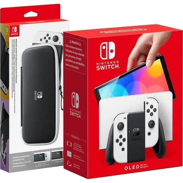 Consola NINTENDO Switch OLED White Carry Case Bundle