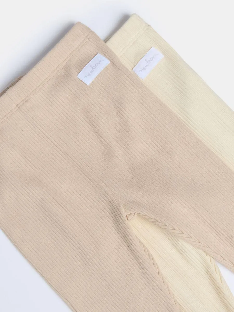 Set de 2 pantaloni striați cu tălpi acoperite