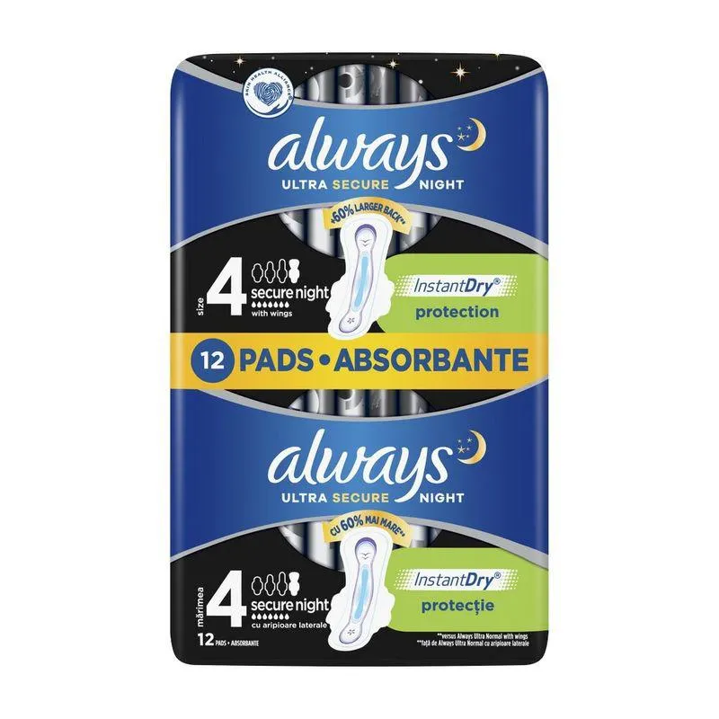 Absorbante Always Ultra Night Assym Duo Pack 12 bucati
