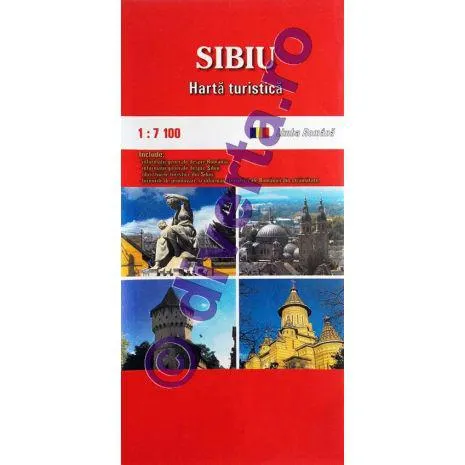 SIBIU, harta pliata turistica, rutiera, 50x70cm, scara 1:7.100