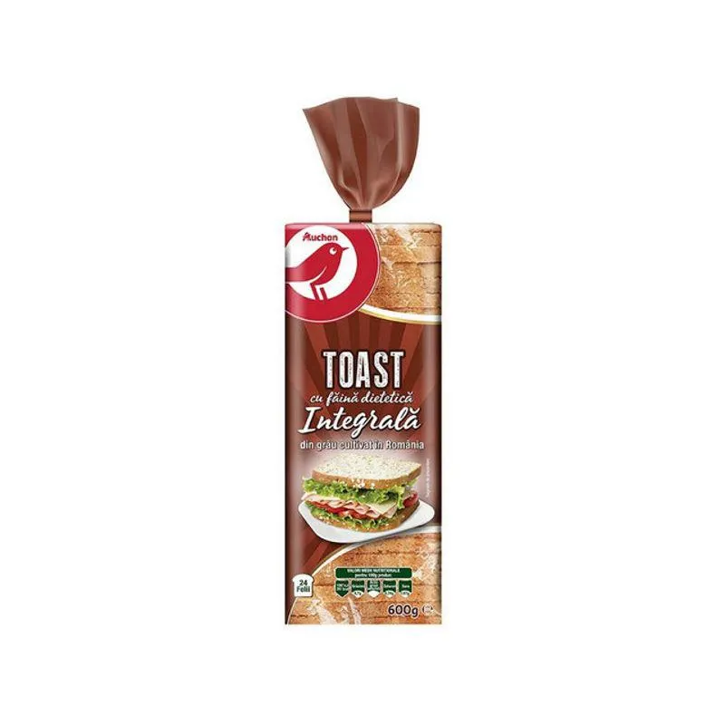 Paine toast integral Auchan, 600 g