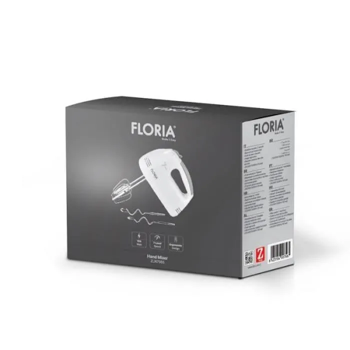 Mixer de mana Floria ZLN7565, ALB Putere 100 W, 7 viteze, Buton eliberare accesorii