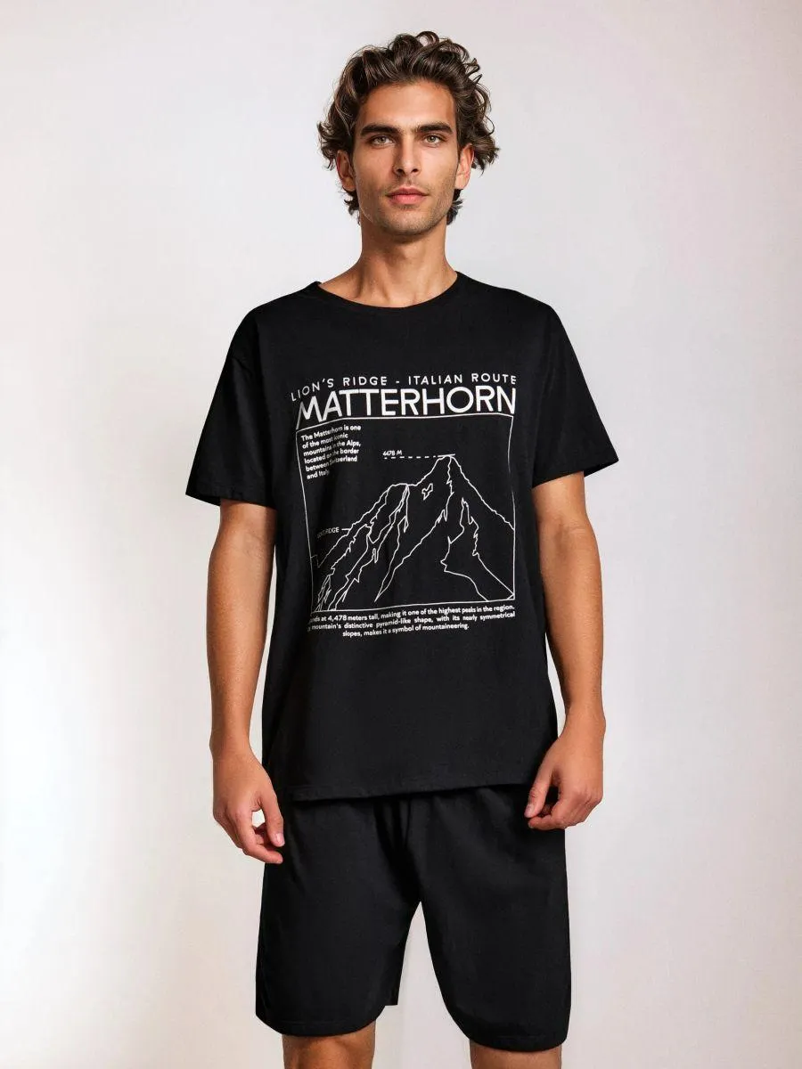 Pijama din două piese, cu imprimeu