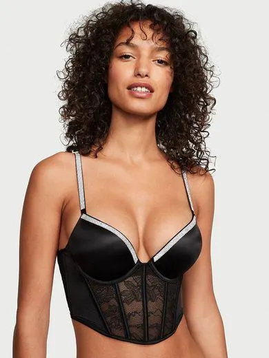 Sutien Push-Up cu corset din dantelă Bombshell Add-2-Cups Shine Strap