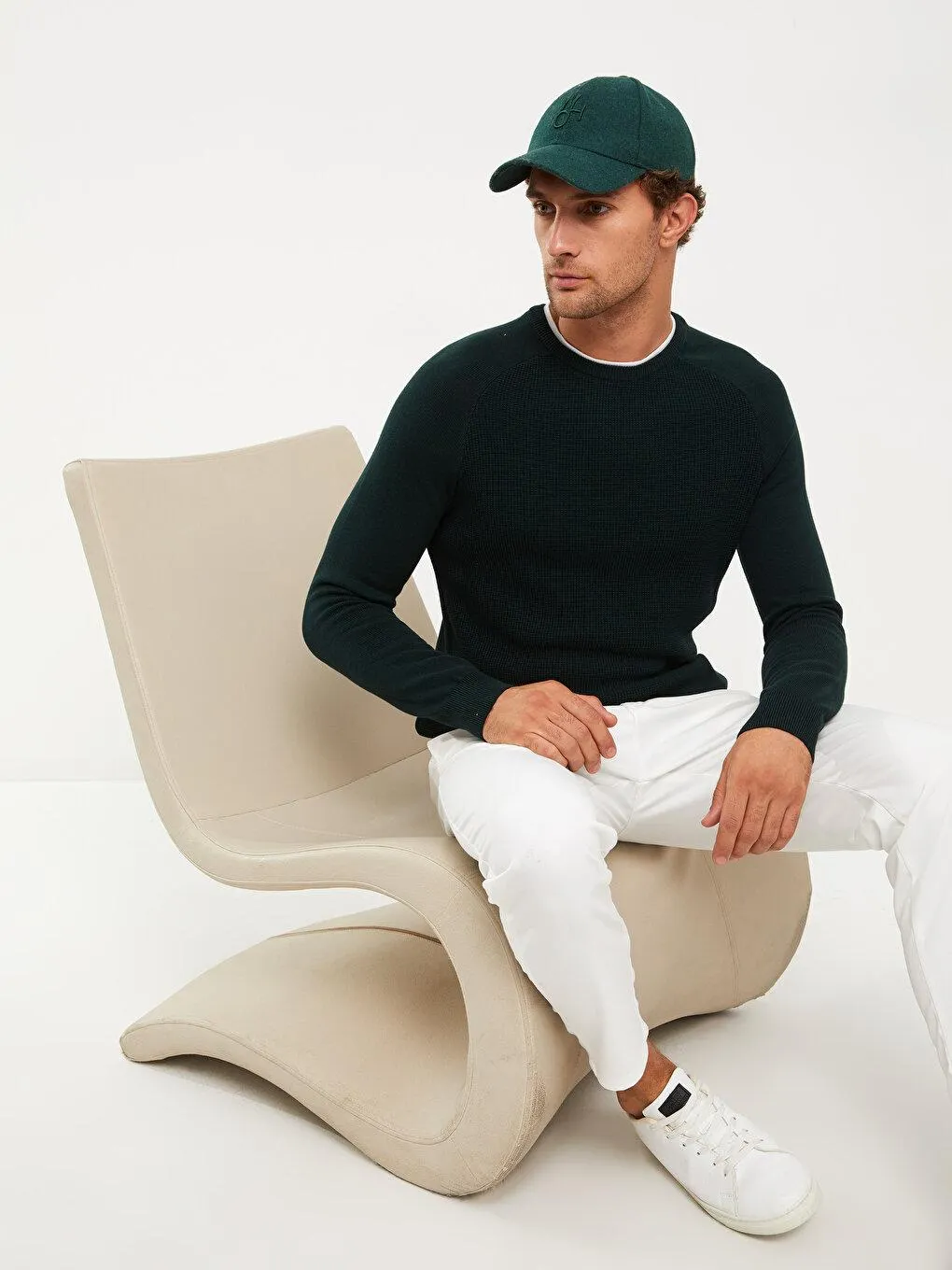 Pulover Tricotat Cu Mânecă Lungă, Cu Decolteu Rotund,Pentru Bărbați