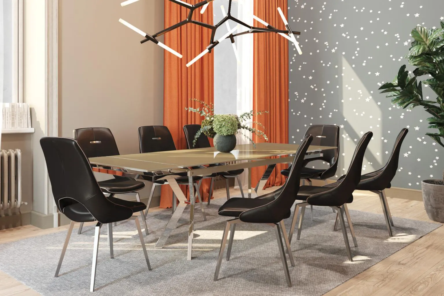 Pachet masă Manhattan și 8 scaune Montego