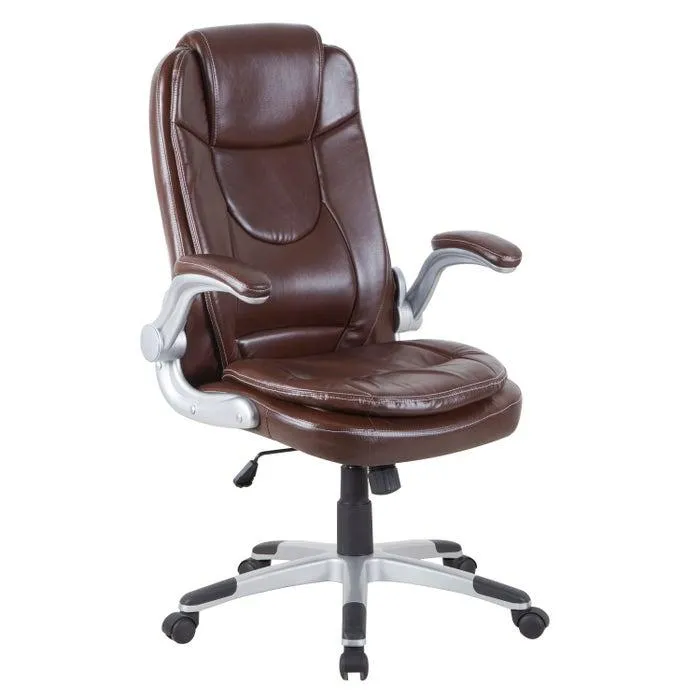 Scaun birou directorial US29 Bristol, rotativ, imitatie piele, maro