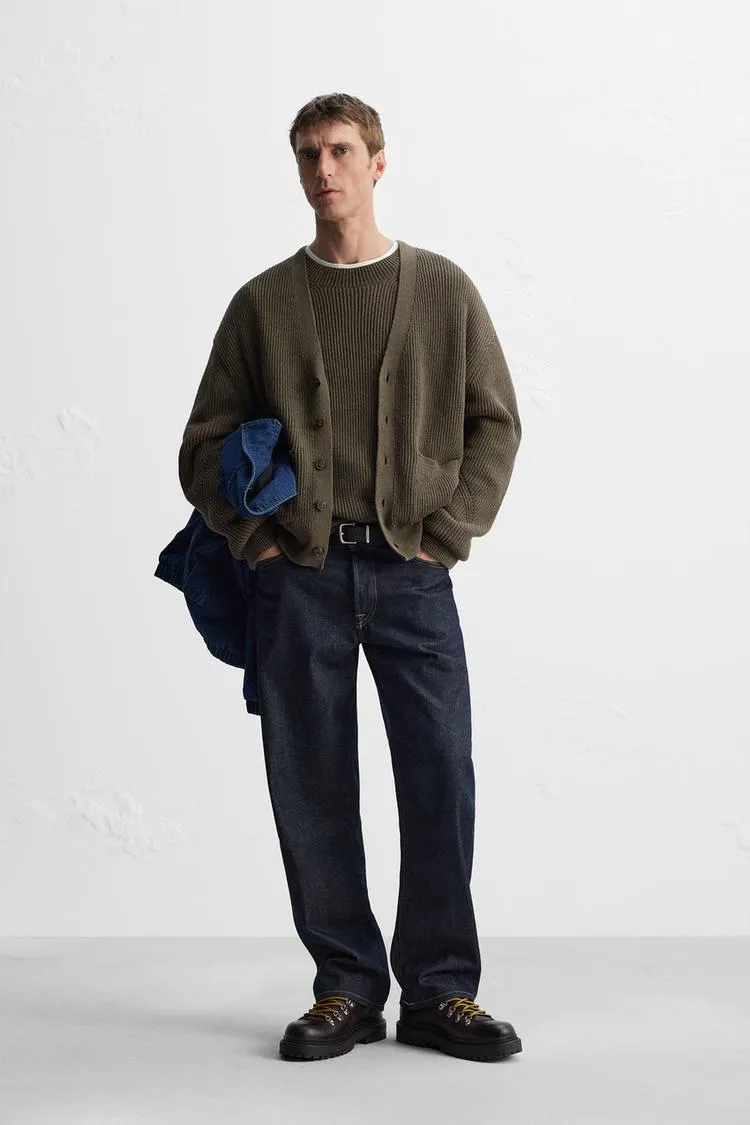 CARDIGAN RELAXED FIT DIN AMESTEC DE BUMBAC