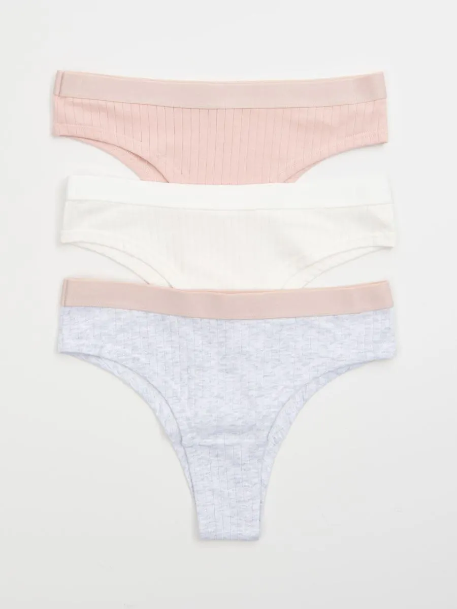 Chiloți brazilieni din bumbac – set de 3 bucăți