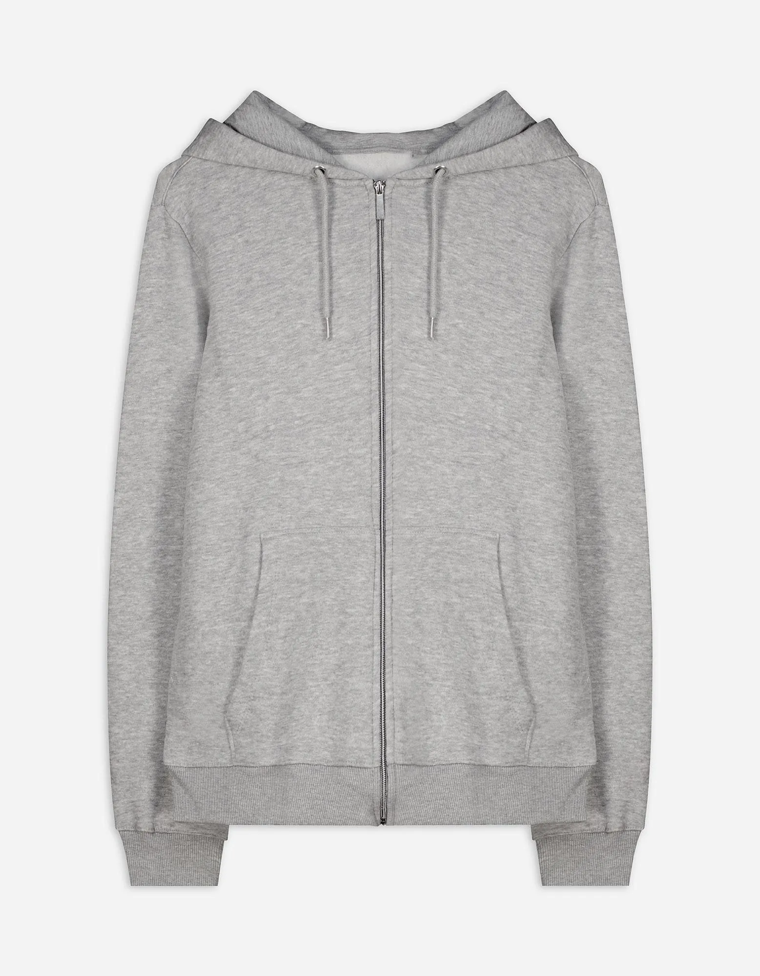 Propínací mikina - Kapuce se šňůrkou na stažení - seda