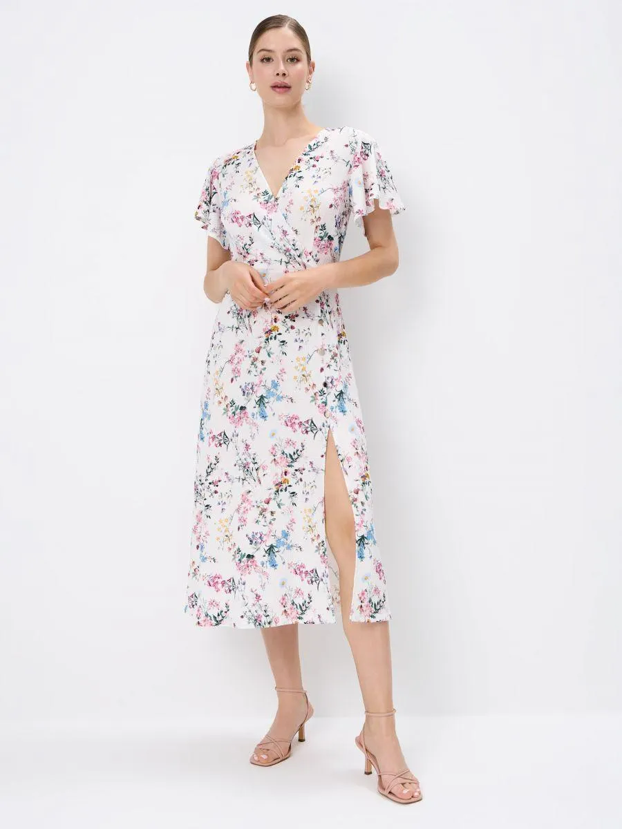 Rochie midi cu decolteu tip plic