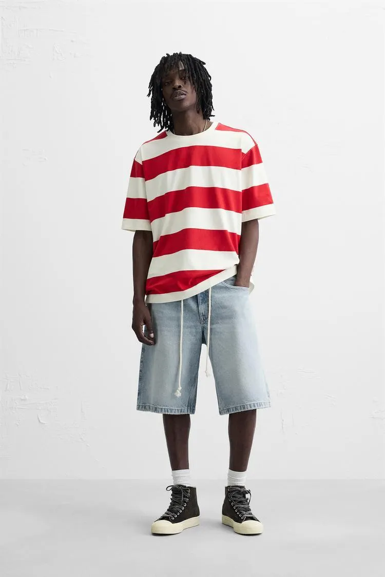 BERMUDE DENIM LARG SPĂLĂCITE