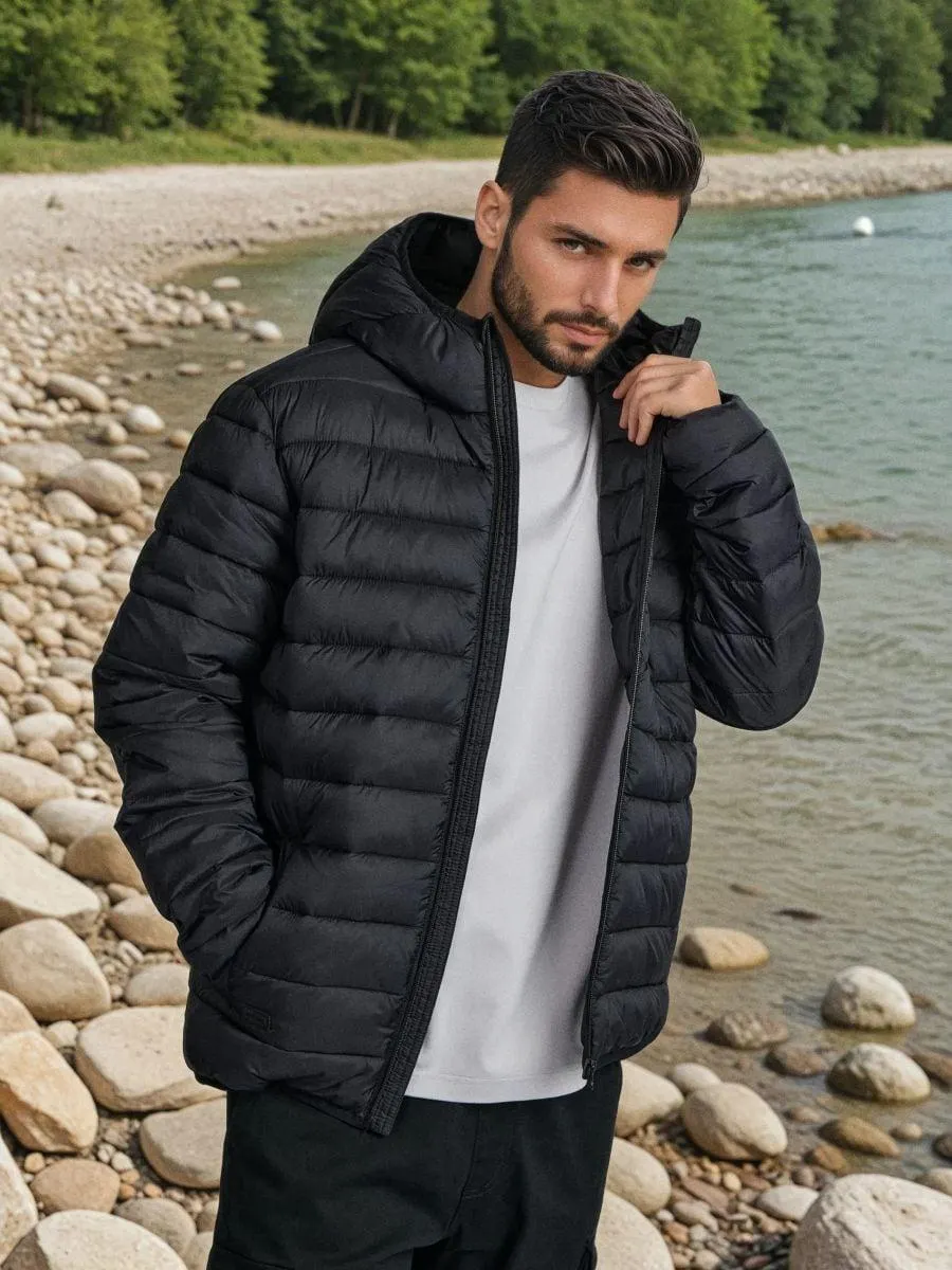 Jachetă puffer cu glugă