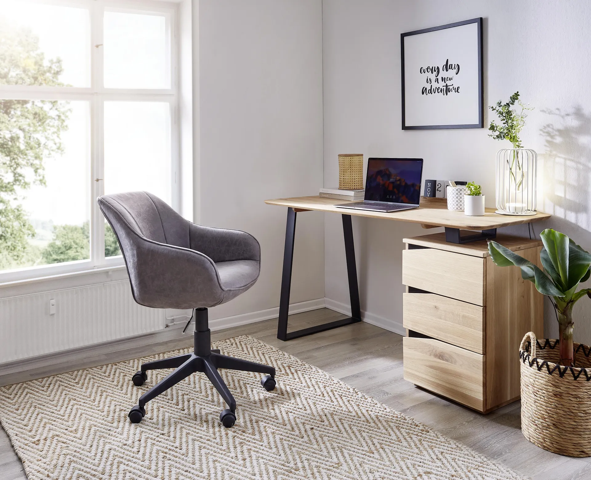 birou in microfibră gri