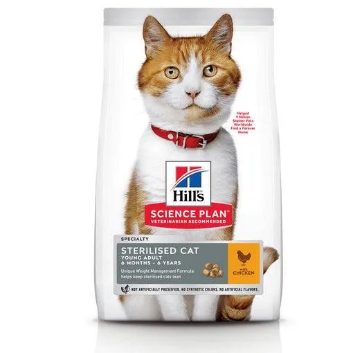 Hrana uscata pentru pisici Hill's Young Adult Sterilised cu Pui 300g