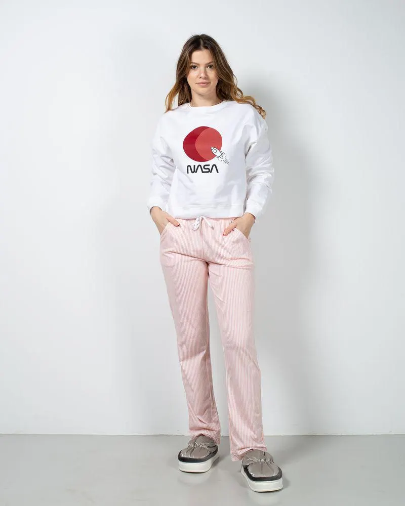 Pantaloni de pijama cu buzunare si snur in talie 23ITTH3001