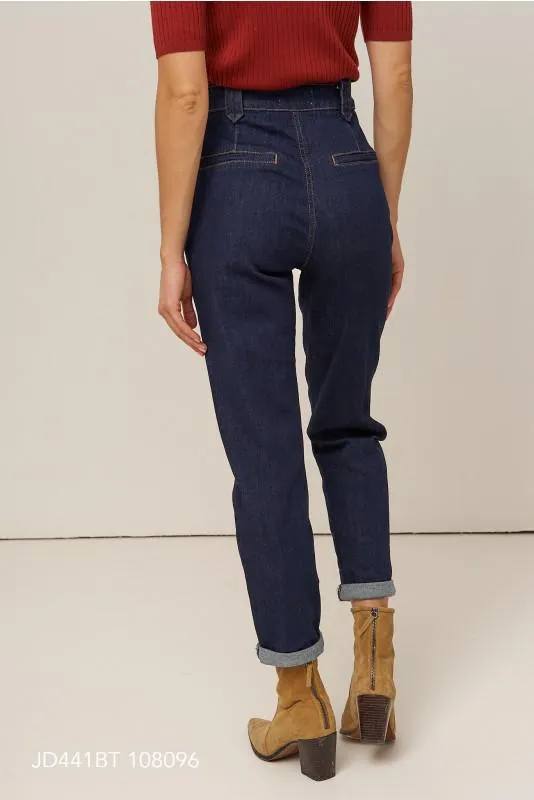 BLug momfit bleumarin denim brut