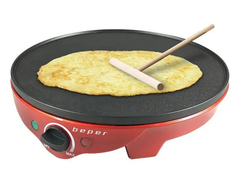 Aparat pentru prepararea clatitelor Beper BT.700Y, diametru plita 30 cm, 1300 W, Rosu/Negru