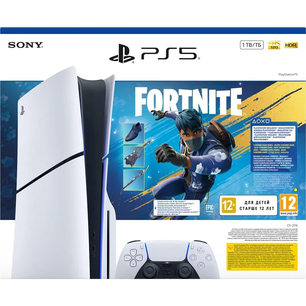 Consola PlayStation 5 Slim (PS5) 1TB, E-Chassis, Fortnite Flowering Chaos Bundle