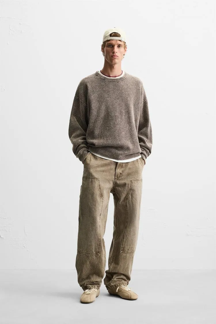 PULOVER CU TEXTURĂ BOUCLÉ PRESPĂLAT