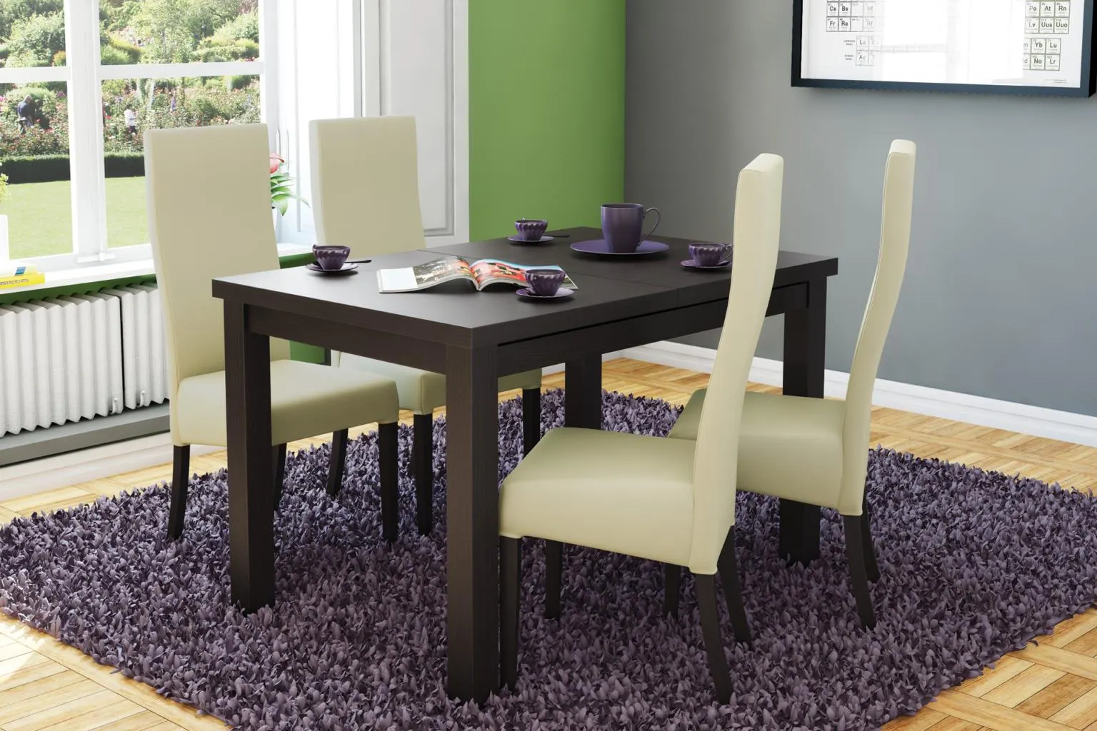 Masă mare Miracco și 4 scaune Ergo