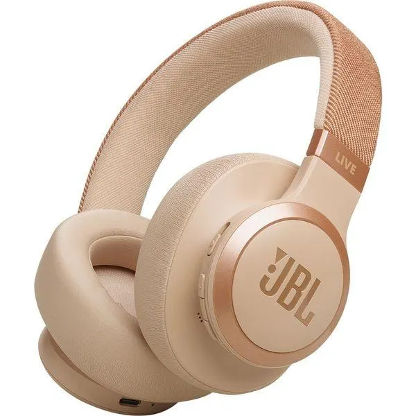 Casti JBL Live 770NC, Bluetooth, Over-ear, Microfon, Noise Cancelling, crem