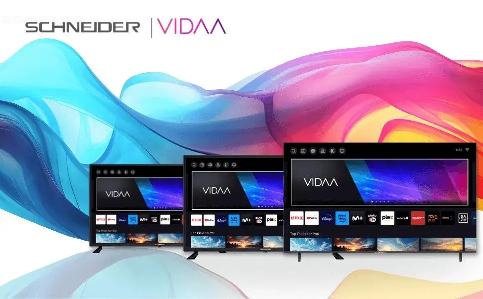 Televizor 4KUHD DLED SMART VIDAA Schneider LED55-SC691K, 139 cm, Clasa F, Borderless, Negru